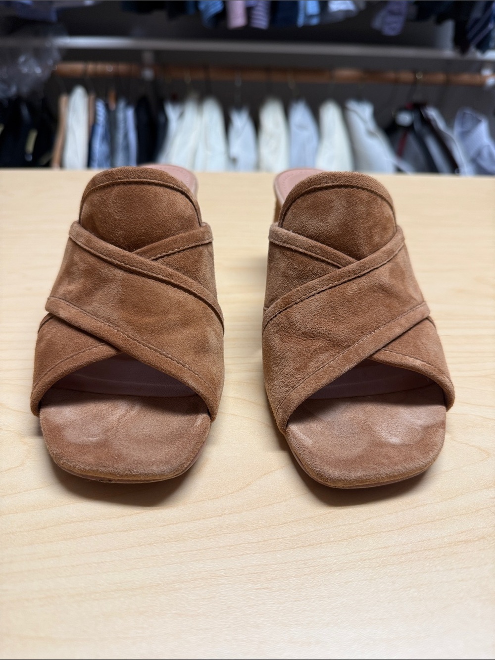 Bibi Lou Hania Brown Suede Crisscross Slide Mules